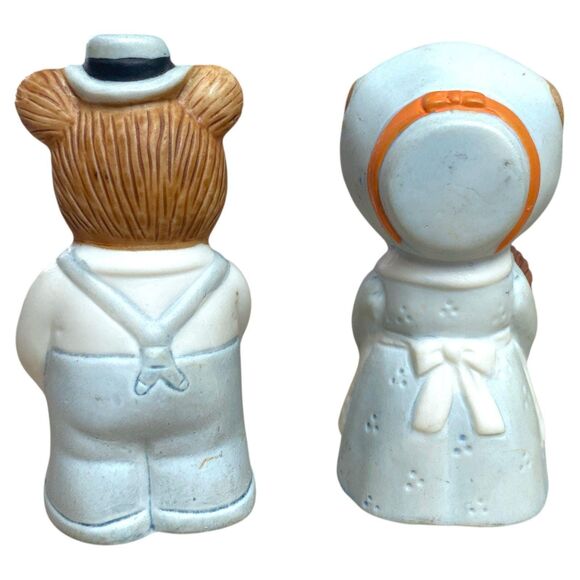 Homco Thanksgiving Bear Figurines: Pilgrim Couple with Pumpkin & Turkey - Picture 3 of 4